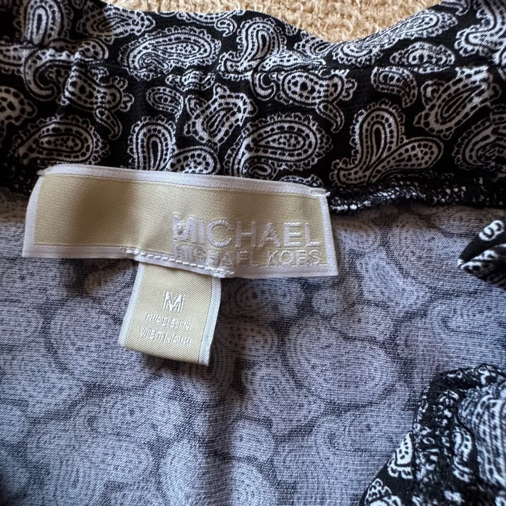 Michael Kors Black and Gray Patterned Blouse
